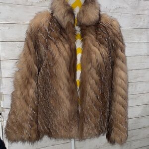 Saga Fox Furs Luxurious Brown and Tan Fur Jacket